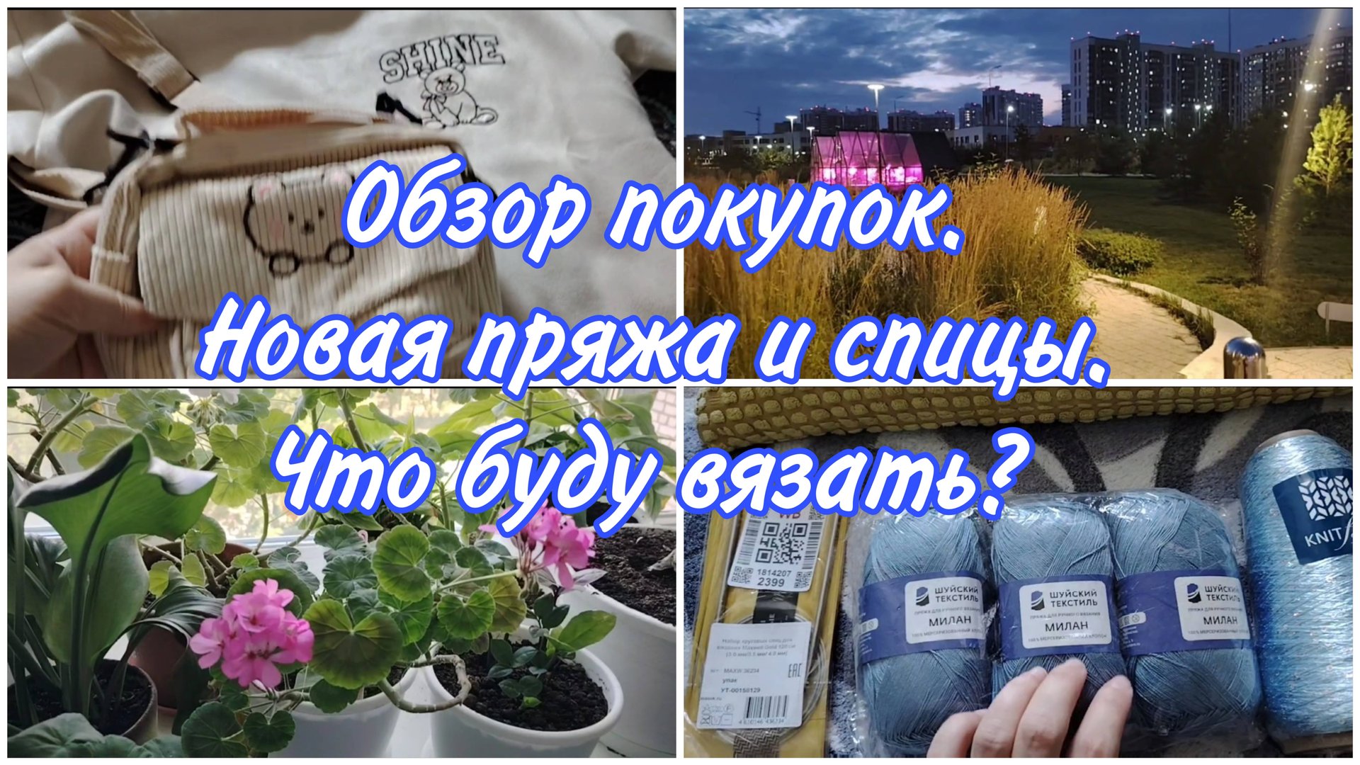 Обзор покупок детской одежды и новой пряжи. Начала вязать новый процесс. Вечерняя прогулка.