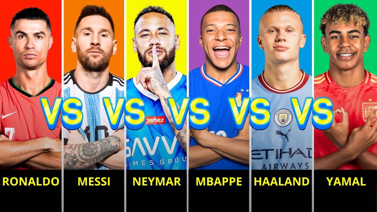Comparison： Cristiano Ronaldo vs Lionel Messi vs Neymar vs Mbappe vs Erling Haaland vs Lamine Yamal смотреть онлайн