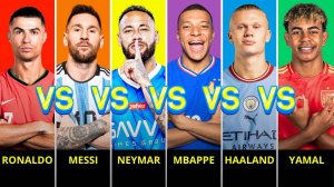 Comparison： Cristiano Ronaldo vs Lionel Messi vs Neymar vs Mbappe vs Erling Haaland vs Lamine Yamal