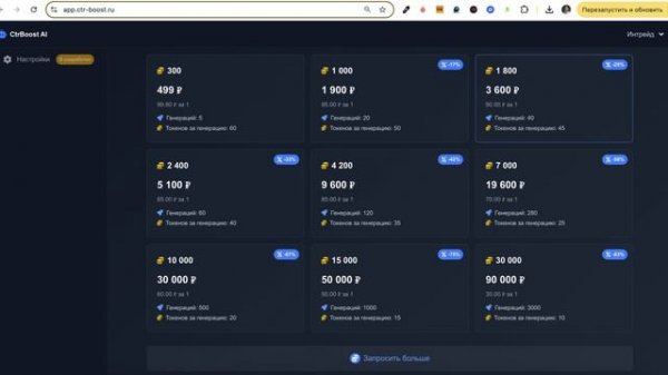 Пополнение баланса токенов CTR Boost