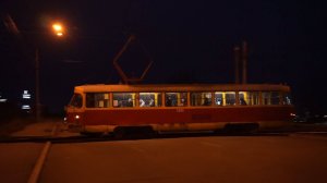 Трамвай Tatra T3SU-3286. Разворот на кольце.