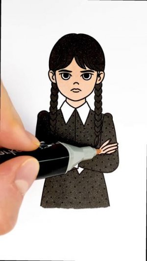 🖤 Раскрашиваем блестками Венздей 😻 Простое искусство для детей ✨