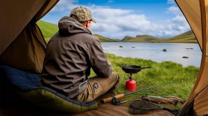 Одиночный кемпинг на отдаленном горном озере | Ловите и готовьте дикую форель