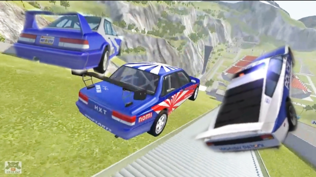 Главная цель выжить и не улететь с испытания! Машины проходят безумную лестницу Научись Летать!