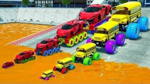 Гигантский суперкар против маленького автомобиля против Обычных автомобилей против подъемного моста