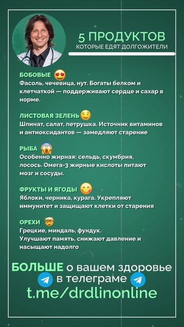 ТОП-5 продуктов для долгой жизни! #пп #полезныепродукты #долгожители смотреть онлайн