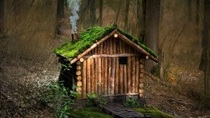 Строим бревенчатую хижину для выживания в лесу | Ловим и готовим | От начала до конца