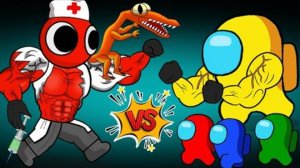 AMONG US  ПРОТИВ красно-оранжевых радужных друзей - Забавная анимация.