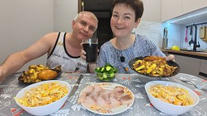 Мукбанг ДИЕТА пошла на ЗВЕЗДЕ! НАЛОПАЛИСЬ на ночь глядя ЖАРЕНОЙ картошки с грибами, огурчиками) Ужин