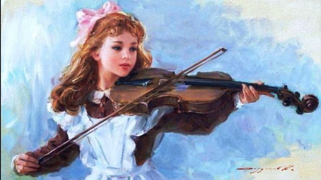 На скрипке девочка играла