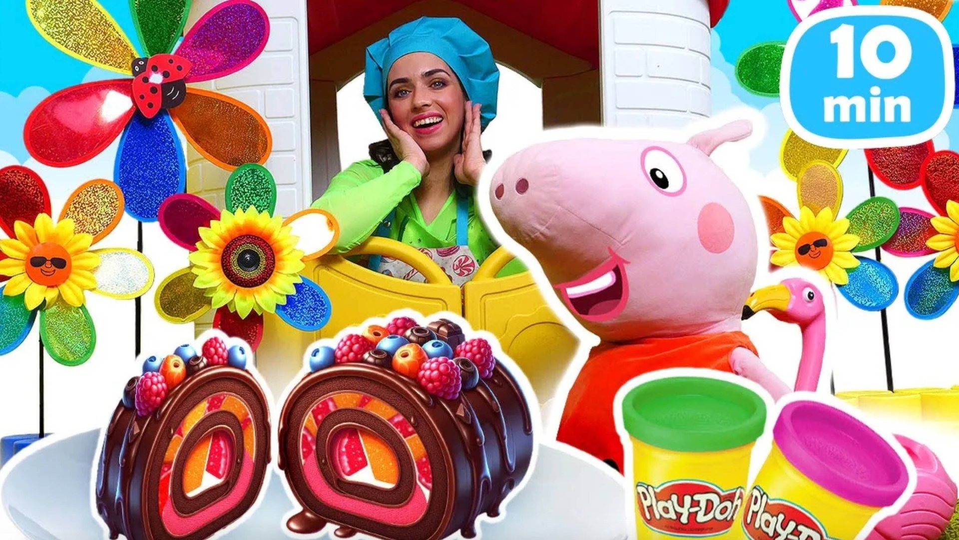 Свинка Пеппа и Лея готовят ягодный рулет! Игры в готовку из пластилина для детей смотреть онлайн