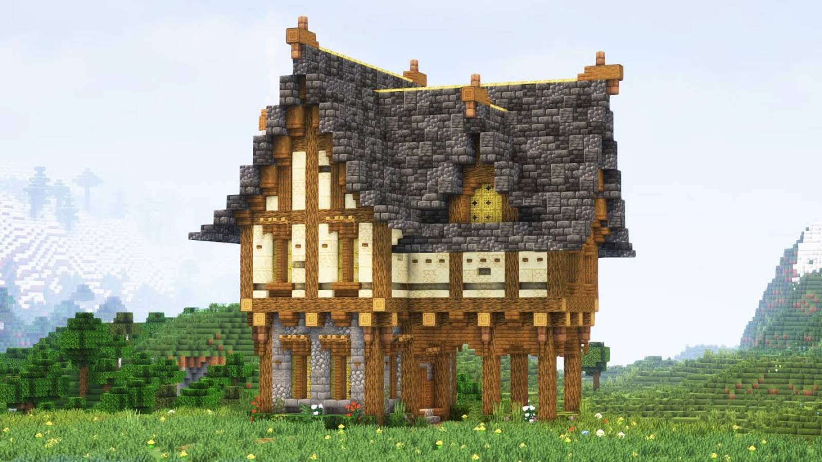Средневековой дом в майнкрафте.