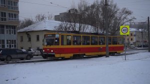 Трамвай Tatra T6B5SU-3158. Разворот на кольце.
