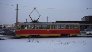 Трамвай Tatra T3SU-3282. Разворот на кольце.