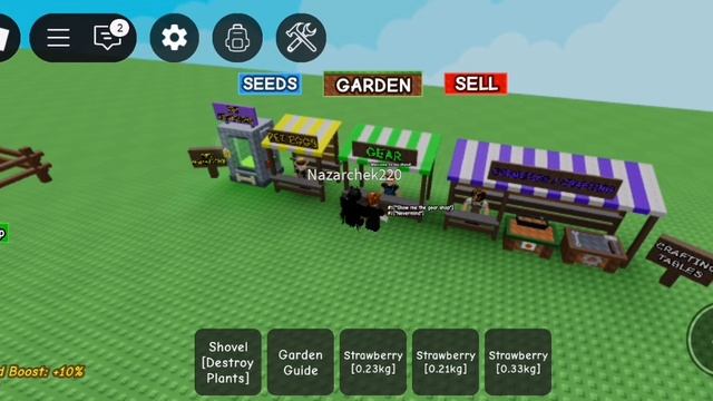 Назар помог мне вырастить большой огород в "Вырасти сад" в Roblox.