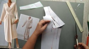 Моделирование. Платье Dunnmall с завышенной талией и запахом. Моделирование № 1403.