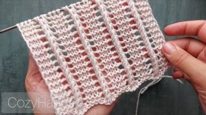 СУПЕР классный узор спицами для вязания шарфа, палантина 🔥 Ажурный с объёмными линиями