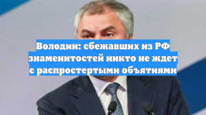 Володин: сбежавших из РФ знаменитостей никто не ждет с распростертыми объятиями