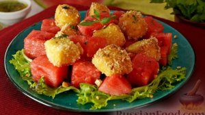 Съедается быстрее, чем успеваешь рассказать рецепт. ЗАКУСКА С АРБУЗОМ И ЖАРЕНОЙ БРЫНЗОЙ