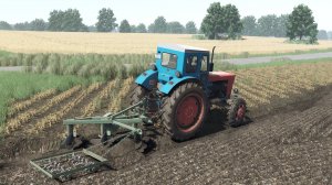 Пахота 3-х корпусным плугом с бороной трактором Т-40А FS225