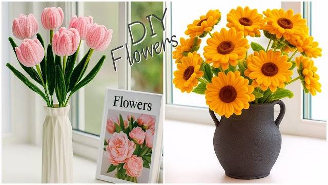 Красивые букеты цветов из синельной проволоки своими руками смотреть онлайн