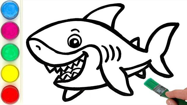 Рисуем и раскрашиваем милую акулу. Малышам и начинающим смотреть онлайн