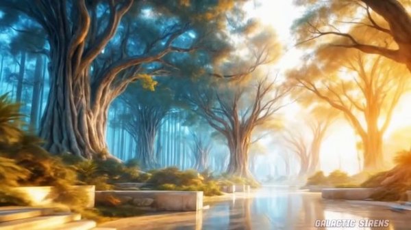 Edenic Stream - Futuristic Techno Pulse AI Sunset Garden - Galactic Sirens AI Music