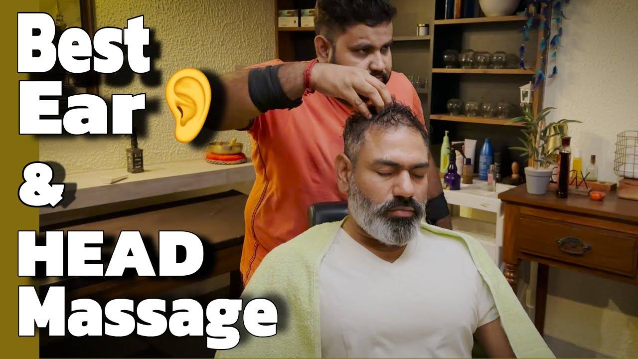 Asmr head massage with best ever skin cracking hand massage, neck cracking by Indian barber Shamboo смотреть онлайн