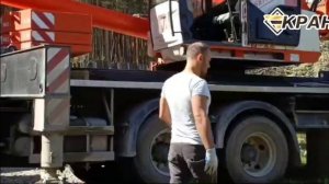 Работа автокрана 35 тонн. Монтаж бани.