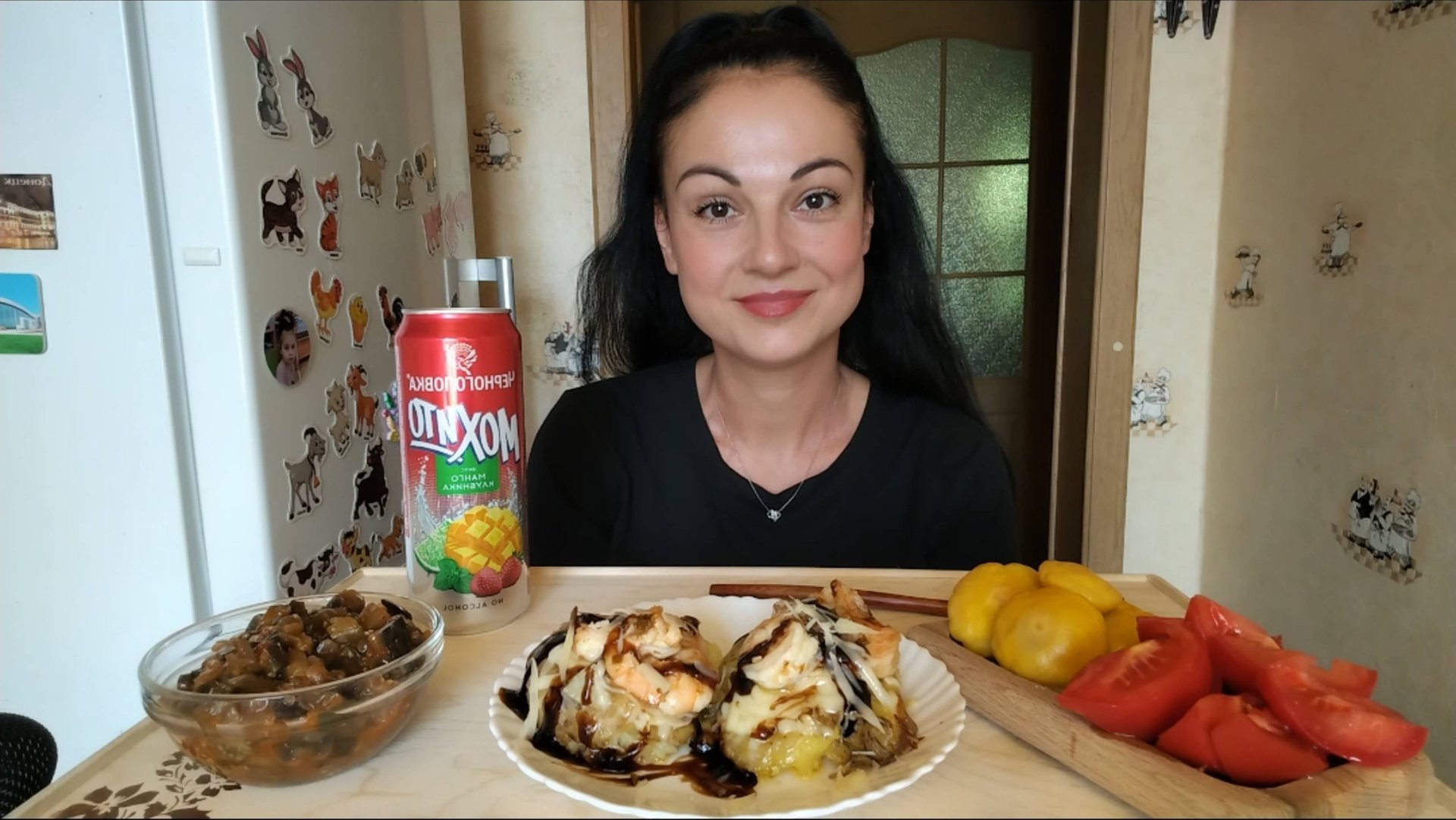 Мукбанг🦐 Картошка с креветками в соусе унаги 🤤👍 Отвечаю на вопросы 🥰