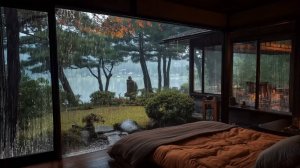 Дождь из Уютной Спальни у Озера для Сна и Снаятия Стресса