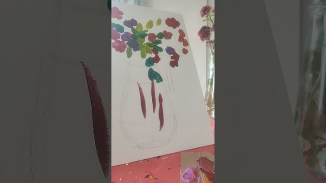 Урок рисования акрилом. Цветы с натуры, цветы с натуры, натюрморт.mp4