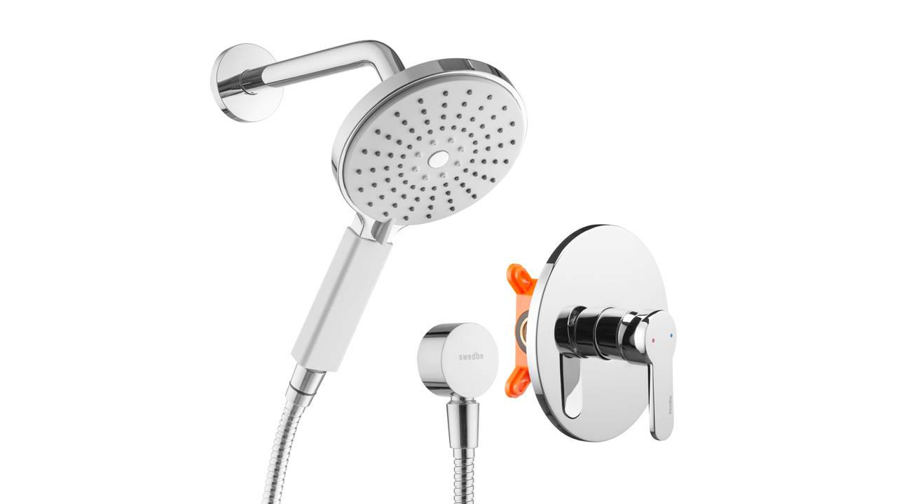 Распаковка душевого комплекта со встраиваемым смесителем Swedbe Platta 5530 смотреть онлайн