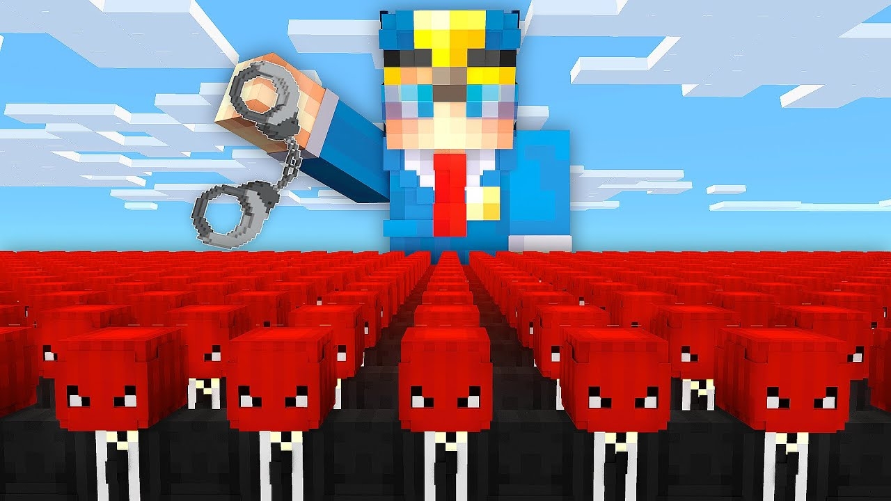 100 ГРАБИТЕЛЕЙ против 1 ПОЛИЦЕЙСКОГО в Майнкрафт… смотреть онлайн