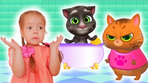 Мой Говорящий Том попал к котику Бубу | Настя помогает Тому