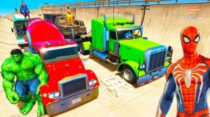 Мультики про машинки Супер гонки на грузовых машинах Человек-паук и Супергерои Мультфильмы для детей