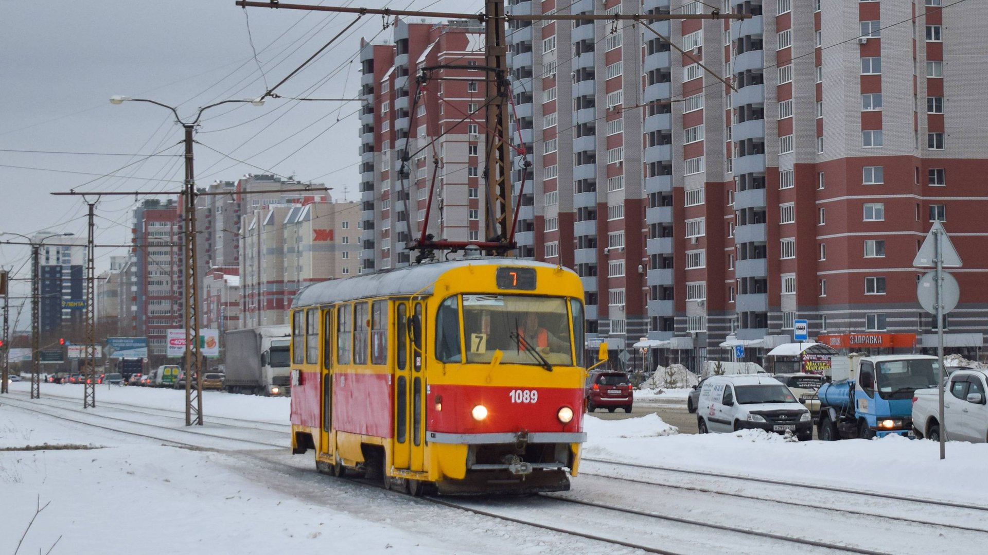 Трамвай Tatra T3SU-1089. Покатушки по Барнаулу. смотреть онлайн