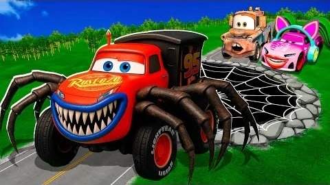 Зомби-Яма Трансформируется в Пожирателя пауков Молнию Маккуина и Большие и маленькие машинки