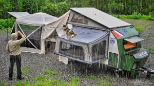 ⚡Роскошный автодом с 2 спальнями и гостиной, кондиционером… Кемпинг в сильный дождь