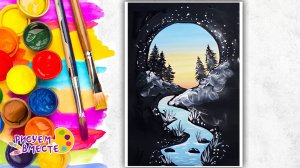 Красивый простой рисунок гуашью. Рисуем красками. Для начинающих и детей. Рисуем вместе