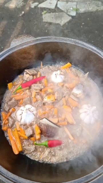 Ферганский плов на костре в казане