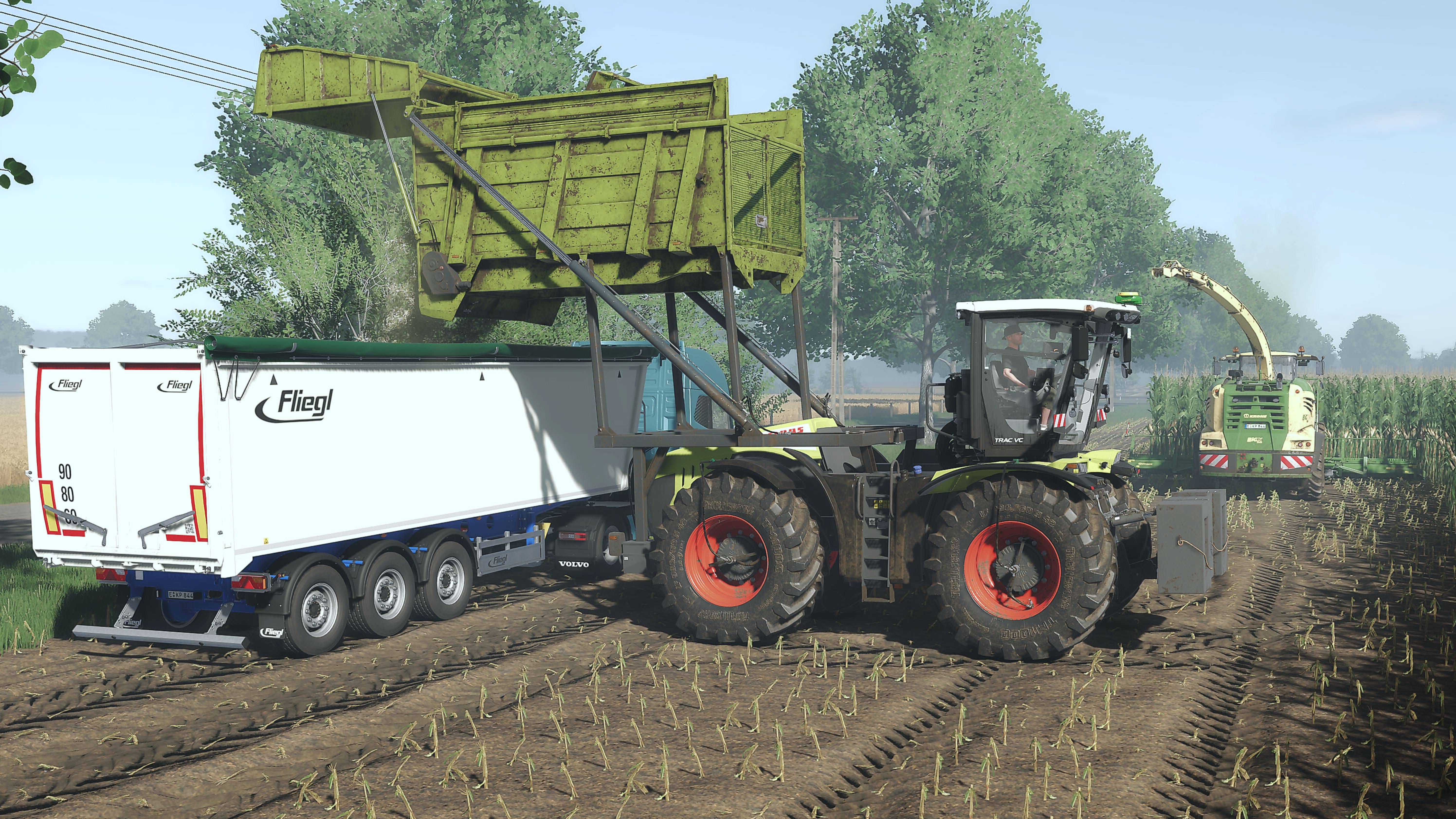 Krone BigX 1180, Claas Xerion 5000, VOLVO FH16 Уборка кукурузы на силос FS25 смотреть онлайн