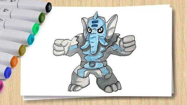 Рисуем Смэшадона Гуджитсу _ Рисуем фигурку слона _ How to draw GooJitZu смотреть онлайн