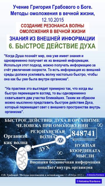 6. Быстрое действие Духа в резонансной волне омоложения по Учению Г. Грабового