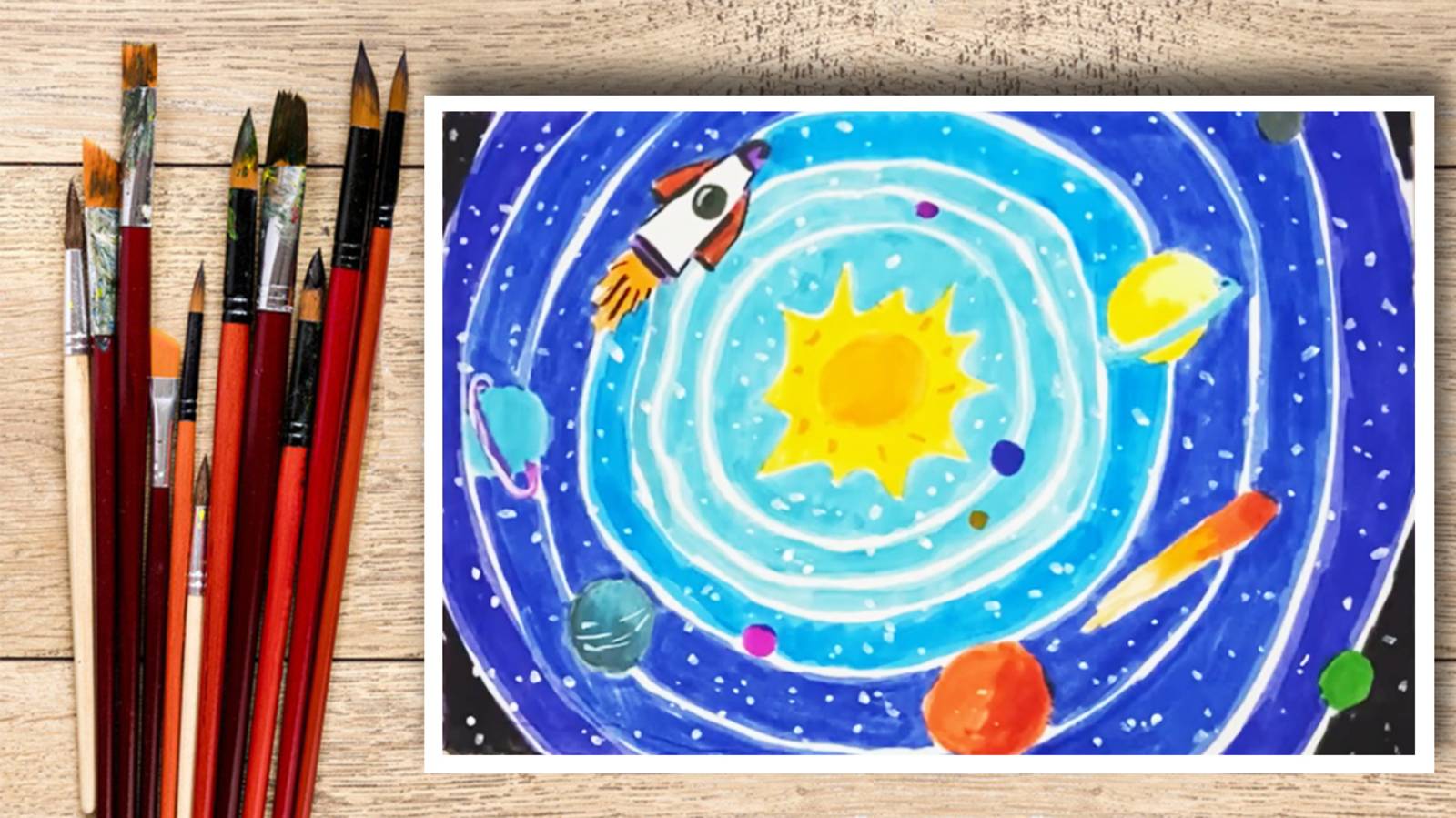 Что нарисовать ко дню космонавтики? Простой рисунок фломастерами или карандашами. Рисуем вместе смотреть онлайн