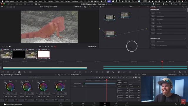 Как сохранить Magic Mask 2 с альфа каналом в Davinci Resolve смотреть онлайн