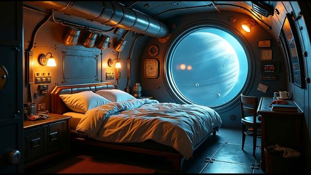 The Starfarer's Sanctuary 🛌2-Hour Cozy Spaceship Ambience ｜ Gas Giant Dreams ｜ Analog Hum Soundscap