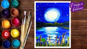 Как нарисовать пейзаж гуашью? Простой летний пейзаж. Урок рисования