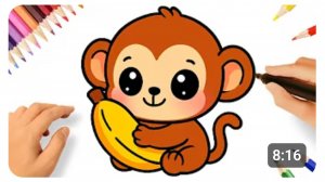 КАК ЛЕГКО НАРИСОВАТЬ КАВАИЙНУЮ ОБЕЗЬЯНКУ 🐵🍌