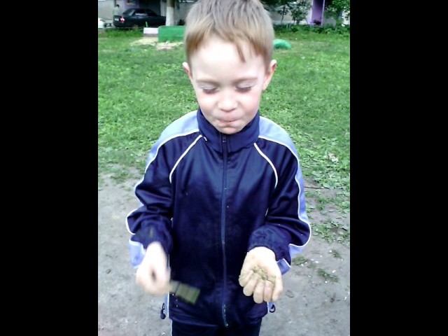 Тёма ест песок